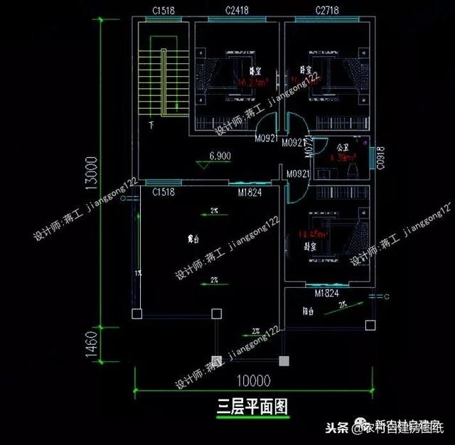 6套140平以內的農村三層別墅設計圖，戶型趕緊選好了，明年就開工建房吧。