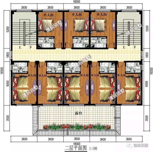 二層酒店式住宅設計圖，適合開農(nóng)家樂，日子過得紅紅火火。