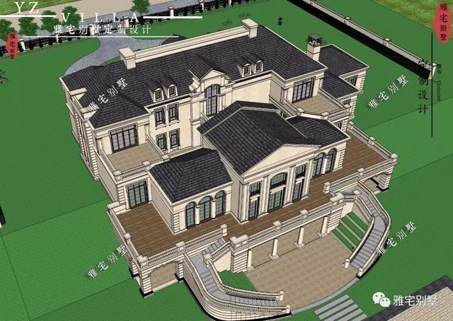 帶半地下室的二層復式樓房設計圖，對稱設計，舒適享受鄉村生活