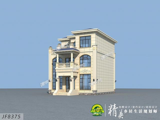 三層歐式別墅設計圖，面寬僅9米，外觀豪華氣派，簡直是小宅基地的福音！