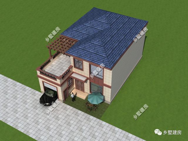 162平二層農村別墅，既美觀又大方，帶車庫和大露臺的設計，建上一棟絕對面子十足！