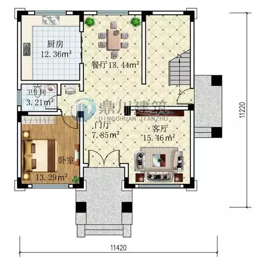 11.42米x11.22米三層小別墅設計圖，簡單大氣，建成后的結果令人十分驚喜！