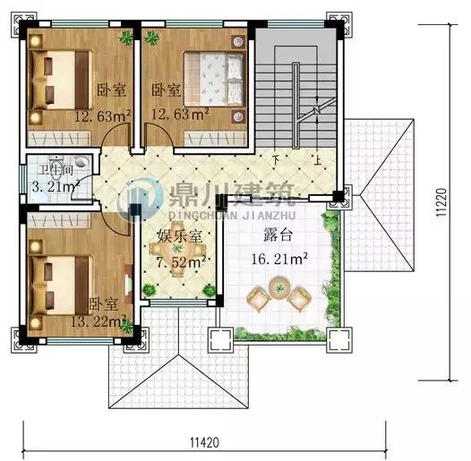 11.42米x11.22米三層小別墅設計圖，簡單大氣，建成后的結果令人十分驚喜！