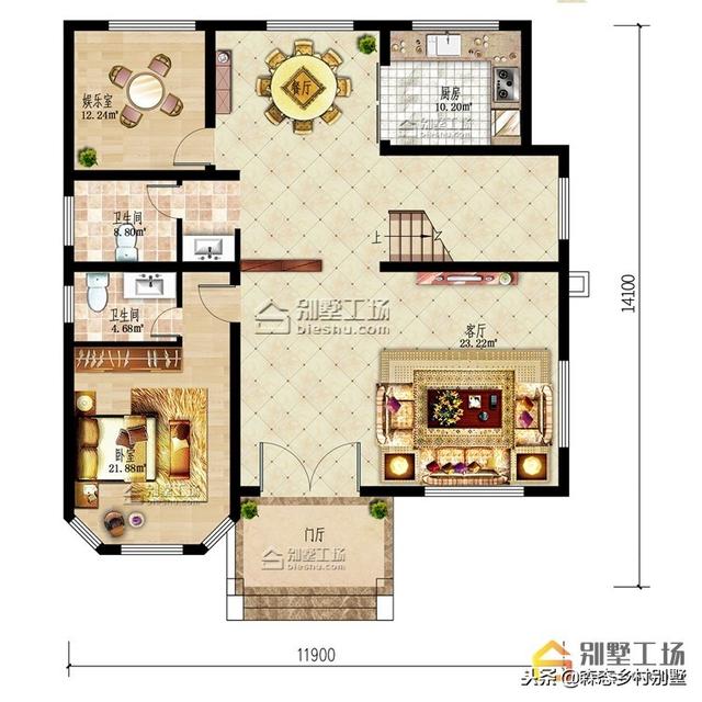 11.9X13.5米二層歐式別墅，外觀漂亮大方，布局實用。