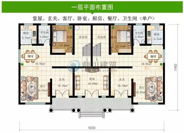 共堂屋雙拼歐式三層自建別墅設計圖，村里無同款，放心建！