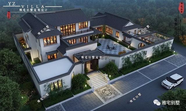 兩層唯美新中式別墅設計圖推薦，錯落有致，盡顯江南小情調