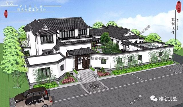 兩層唯美新中式別墅設計圖推薦，錯落有致，盡顯江南小情調