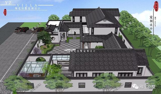 兩層唯美新中式別墅設計圖推薦，錯落有致，盡顯江南小情調