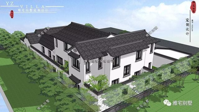 兩層唯美新中式別墅設計圖推薦，錯落有致，盡顯江南小情調