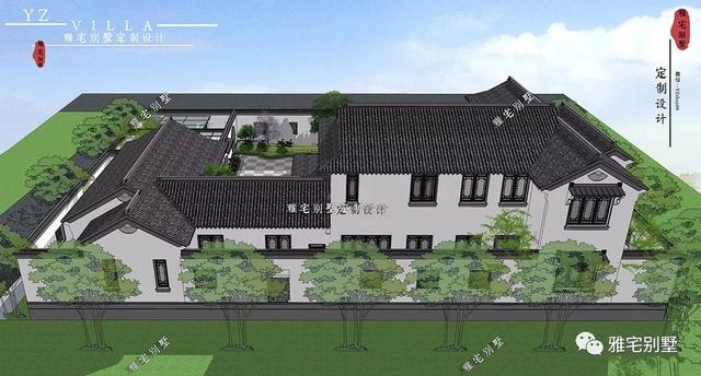 兩層唯美新中式別墅設計圖推薦，錯落有致，盡顯江南小情調