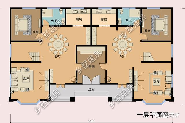 雙拼別墅設計圖，家里兄弟姐妹多，實用大氣還有檔次！