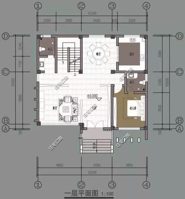 湖北農(nóng)村40萬自建2層框架別墅設(shè)計(jì)圖，包工價(jià)240每平。