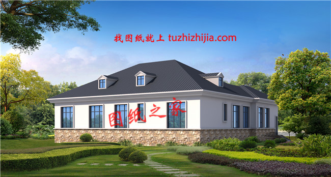 農(nóng)村一層獨(dú)棟別墅設(shè)計(jì)圖,帶閣樓,設(shè)計(jì)感十足