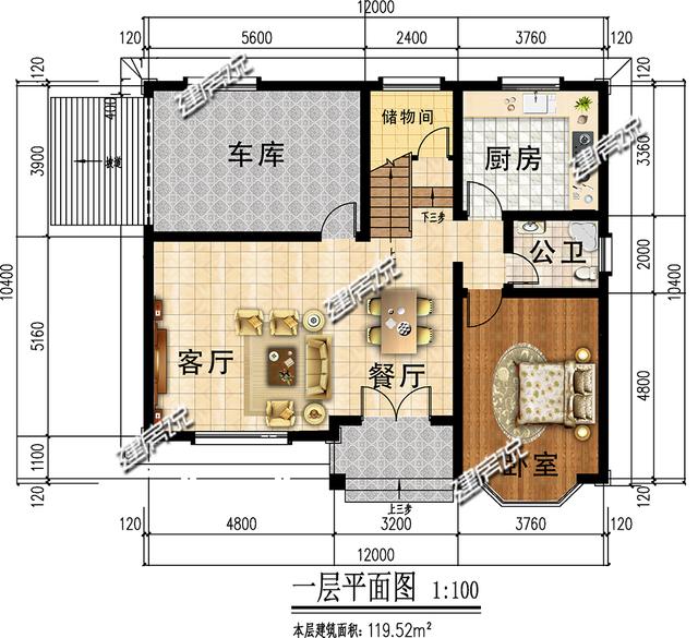 漂亮歐式別墅設計圖推薦，帶車庫雙廚房，媳婦父母都很滿意的戶型！
