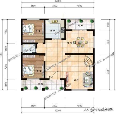 經(jīng)典別墅設(shè)計(jì)圖，復(fù)式躍層旋轉(zhuǎn)樓梯，80后為父母建養(yǎng)老房。