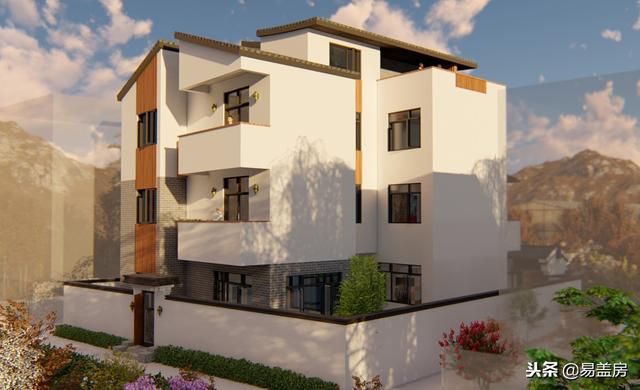 廣東農村別墅設計圖，中庭車庫采光都有，這外觀真美