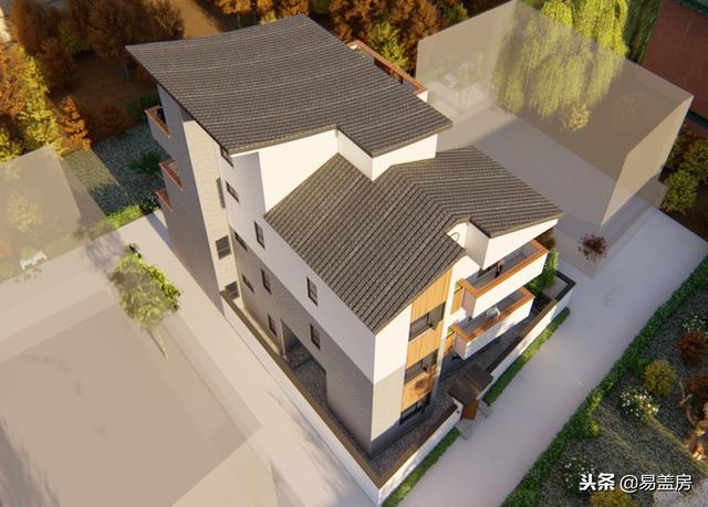 廣東農村別墅設計圖，中庭車庫采光都有，這外觀真美