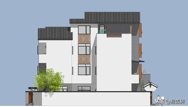 廣東農村別墅設計圖，中庭車庫采光都有，這外觀真美