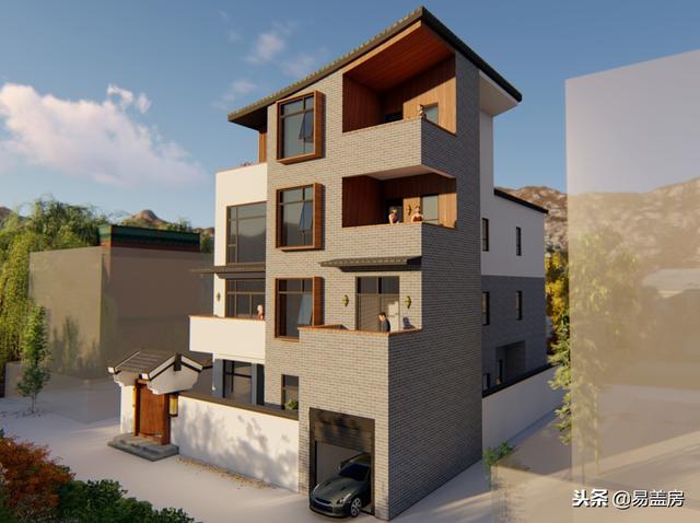 廣東農村別墅設計圖，中庭車庫采光都有，這外觀真美