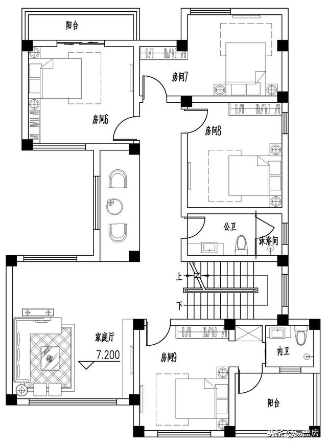 廣東農村別墅設計圖，中庭車庫采光都有，這外觀真美
