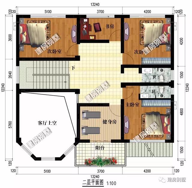 13.2×12.1米三層小別墅設計圖，帶架空層做車庫，大氣又實用