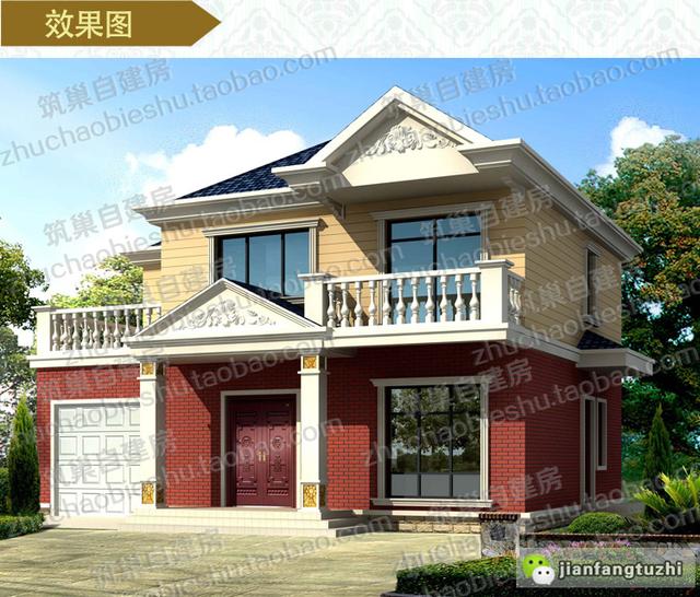 農村二層自建房設計圖，20萬12×10米帶車庫露臺陽臺4臥室