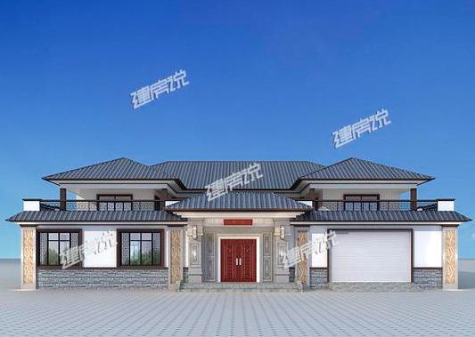 帶車庫的四合院別墅設(shè)計(jì)圖紙，設(shè)計(jì)很不錯，外觀很氣派！