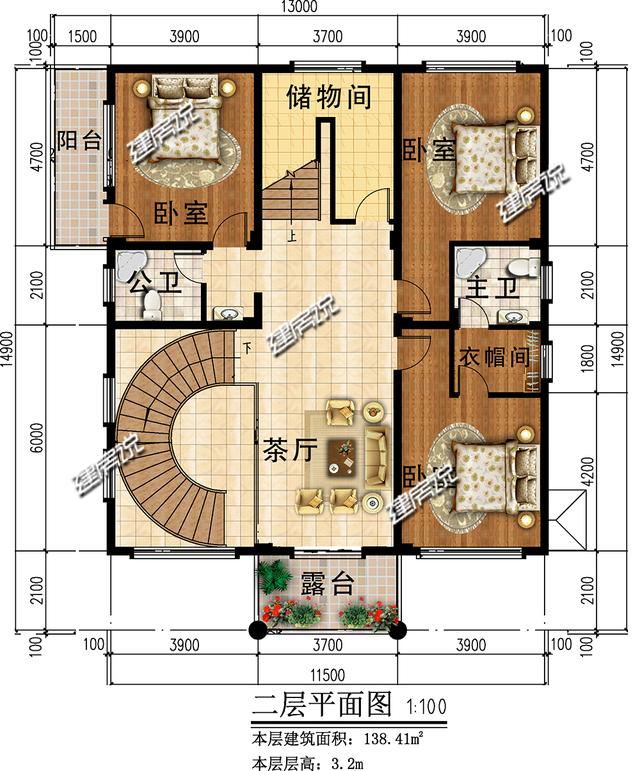 鄉村自建別墅設計圖，占地163平，方方正正好戶型，值得一建