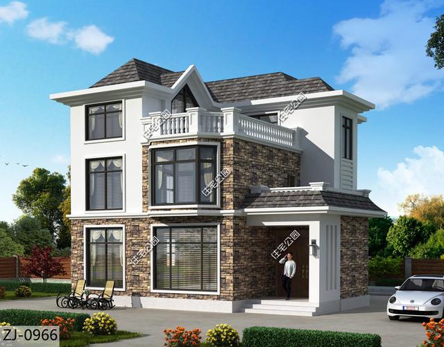 一棟3層帶坡頂別墅設計圖，11X11米宅地尺寸，適合農(nóng)村生活