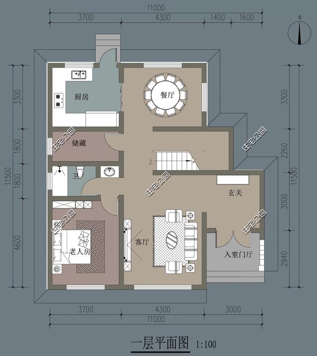 一棟3層帶坡頂別墅設計圖，11X11米宅地尺寸，適合農(nóng)村生活