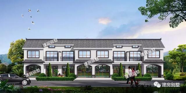 時尚簡約新中式風格設計圖，一排住四戶，29.4×13.1米。