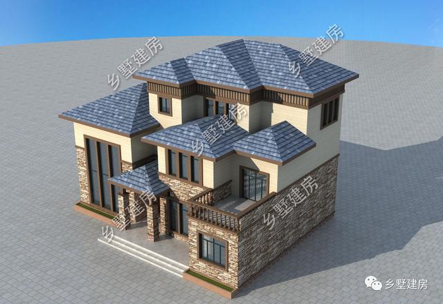 16X12米鄉(xiāng)村自建別墅，文化石外墻精致大氣，32萬(wàn)就能建造。