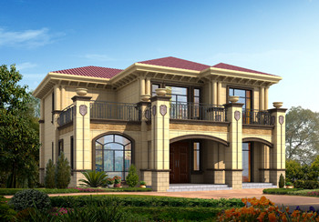 占地180平方米二層鄉村小洋樓設計戶型圖及圖紙,外觀華麗