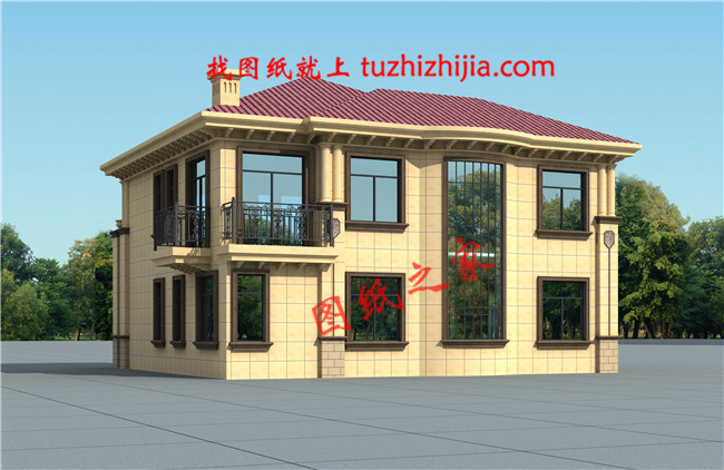 占地180平方米二層鄉(xiāng)村小洋樓設(shè)計(jì)戶型圖及圖紙,外觀華麗