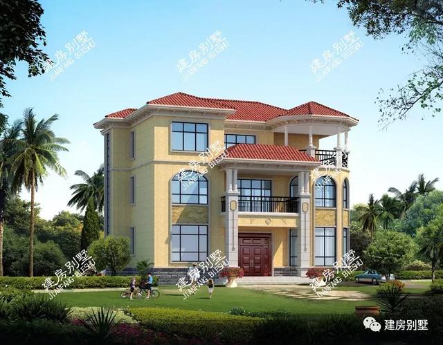 經(jīng)典三層別墅設(shè)計(jì)圖，開間13.8米，且都帶空中涼亭，不建后悔一生