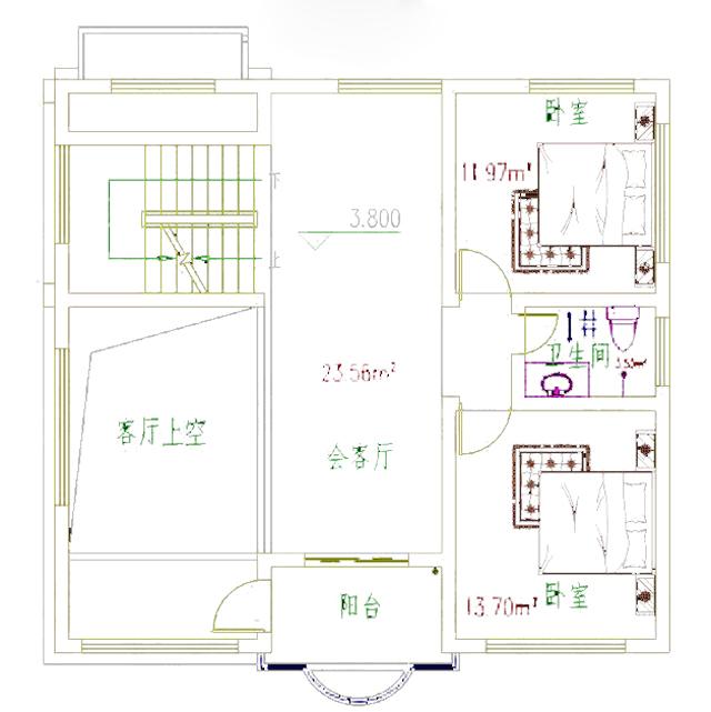 三層帶露臺別墅設計圖，1帶車庫層2外觀清新！