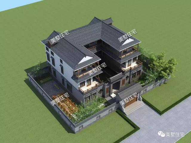 典雅中式別墅設計圖，上有露臺，下有庭院，這才是中國最美的房子！