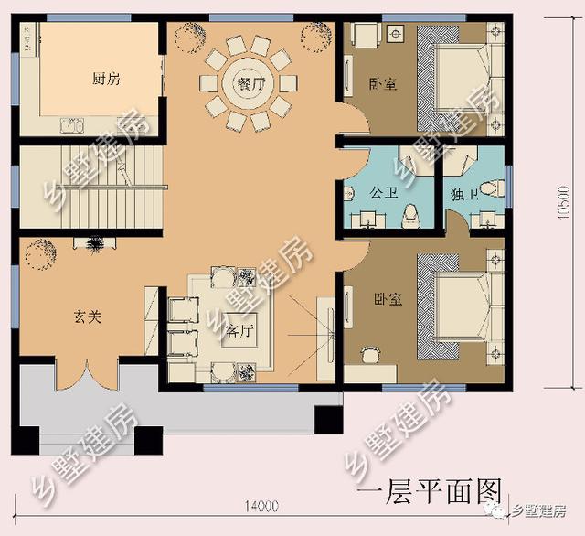 14X10米鄉村小別墅設計圖，桌球室+露臺完美設計，經典實用不落伍！