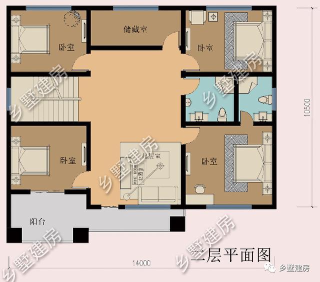 14X10米鄉村小別墅設計圖，桌球室+露臺完美設計，經典實用不落伍！