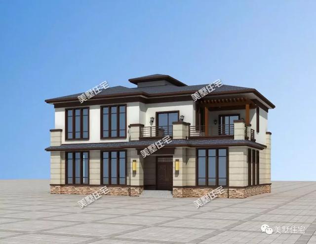 二層新中式別墅設計圖，內設神臺，有品位還接地氣