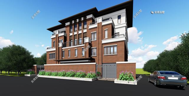 4層兄弟雙拼別墅設(shè)計圖，新中式建筑挑空大客廳設(shè)計，經(jīng)典霸氣！