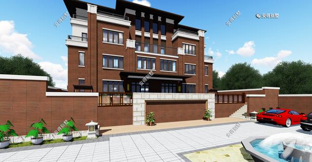 4層兄弟雙拼別墅設(shè)計圖，新中式建筑挑空大客廳設(shè)計，經(jīng)典霸氣！