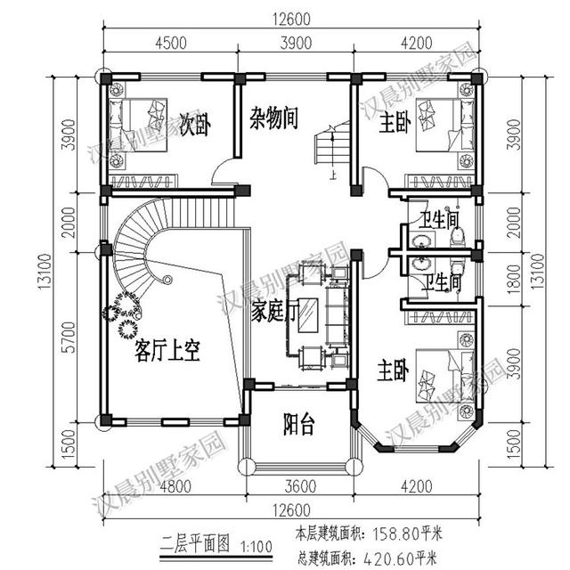 氣派歐式三層別墅設(shè)計(jì)圖12.6X13.1米，顯眼大方洋氣舒適，過目難忘