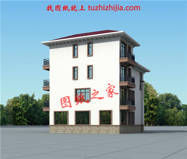 最新款農村四層別墅設計圖紙戶型圖，帶挑空客廳