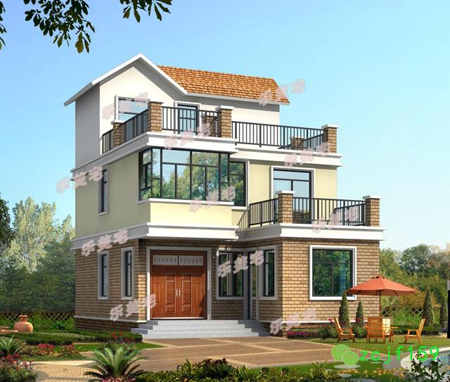 二層半農村自建房大露臺設計圖，經濟實用采光好