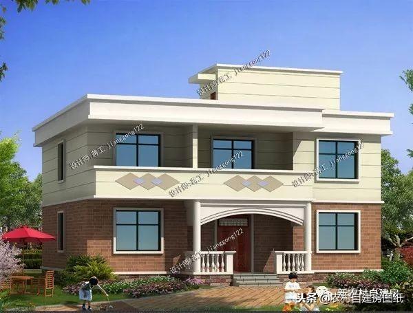 更具美感的平屋頂農村別墅設計圖，層次分明的現代風，占地面積都不大