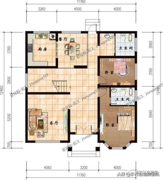 農村別墅設計首選帶露臺戶型，露臺讓你享受陽光的同時更有安全感