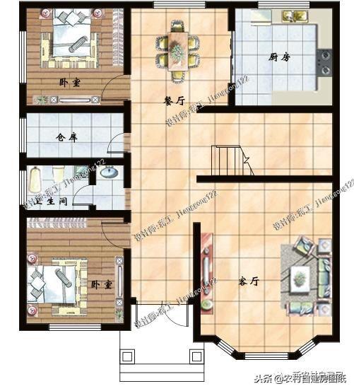 農村別墅設計首選帶露臺戶型，露臺讓你享受陽光的同時更有安全感