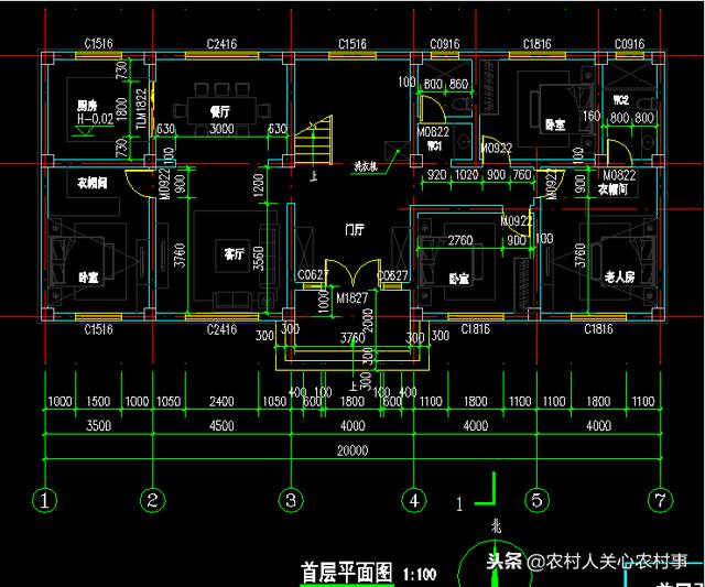 農村一層帶閣樓房屋設計圖，一層別墅一樣也可以很大氣