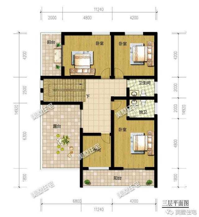 農村11×13米現代別墅設計圖，150平設6室2廳附上室內裝修圖
